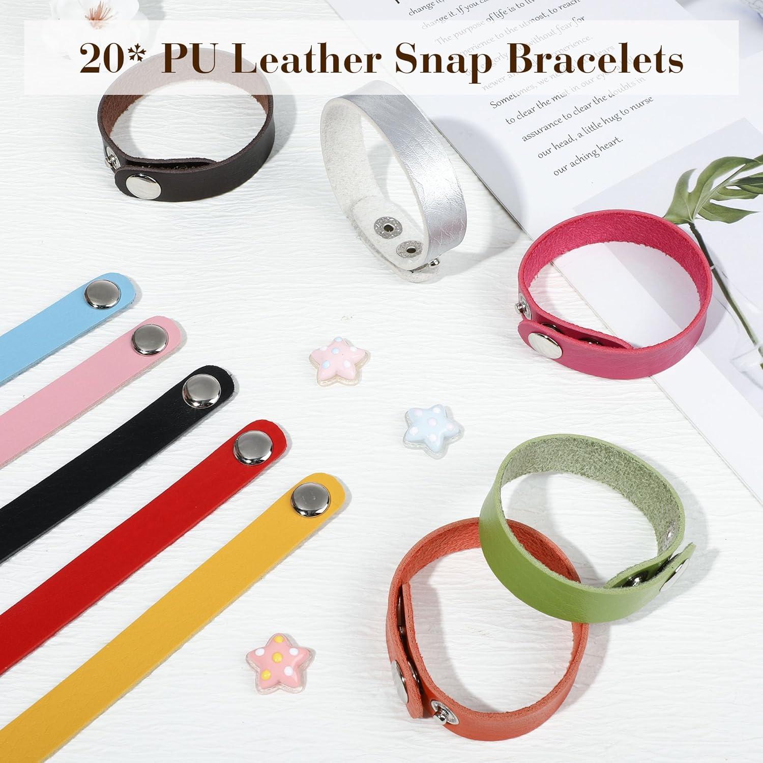 TXIN 20 Pulseras de Cuero Sintético Ajustables DIY Coloridas