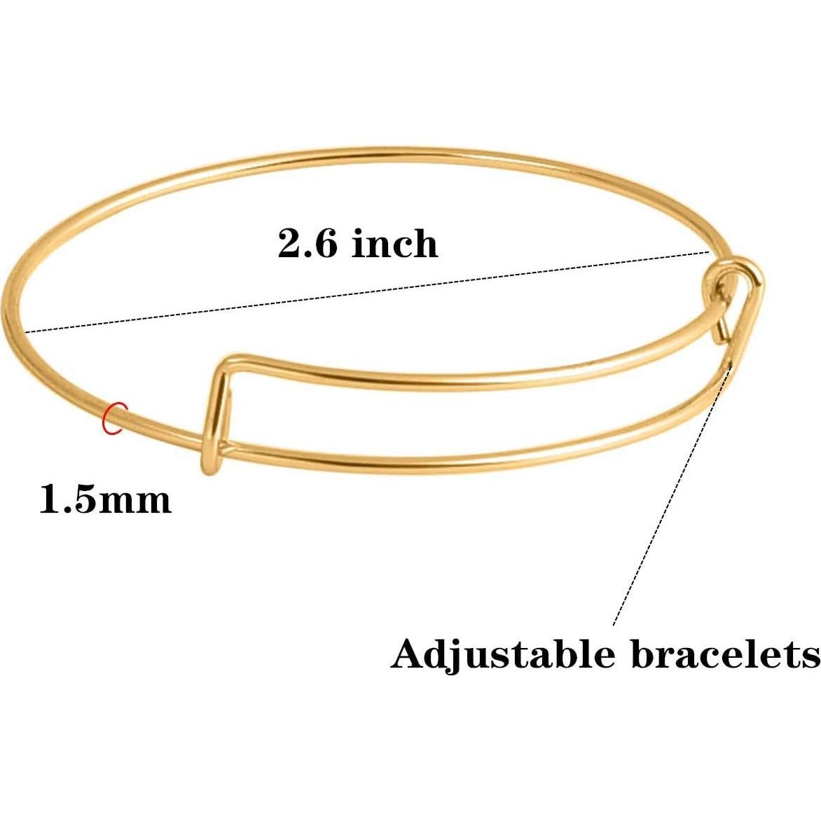 70 Pulseras Ajustables de Alambre Minelife en Plata y Oro