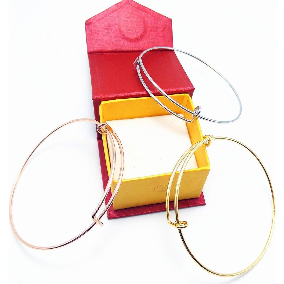 70 Pulseras Ajustables de Alambre Minelife en Plata y Oro