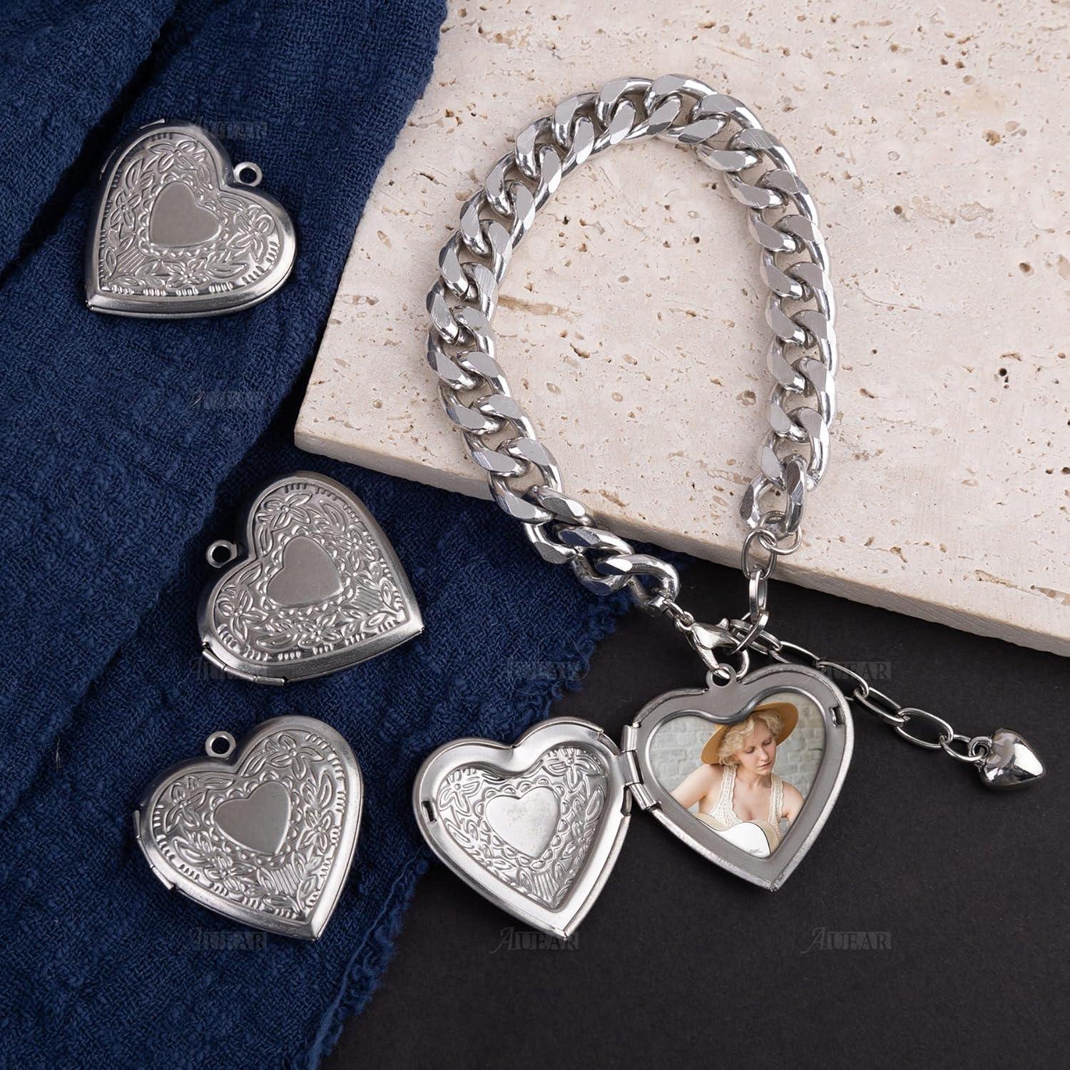 Paquete de 10 Charms de Corazón Plateado AUEAR para Joyería