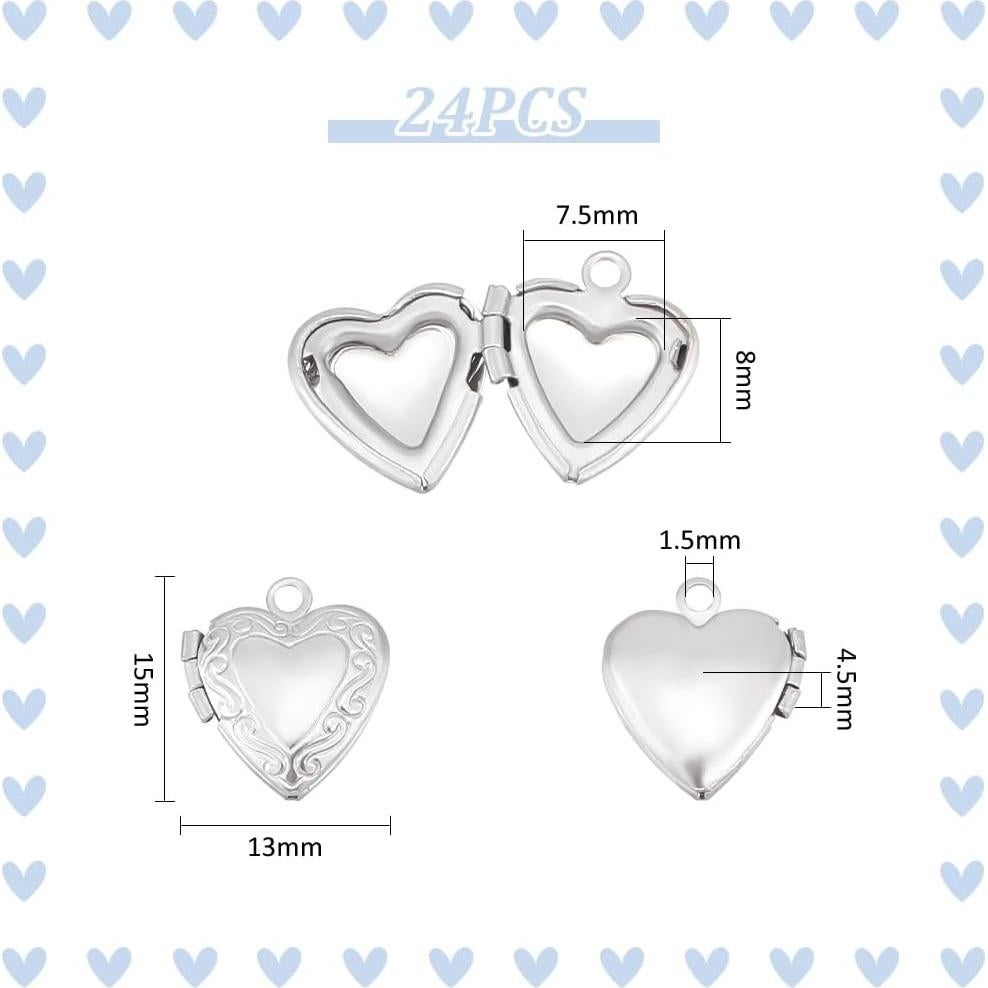 Colgantes de Acero Inoxidable UNICRAFTALE en Forma de Corazón 24pcs