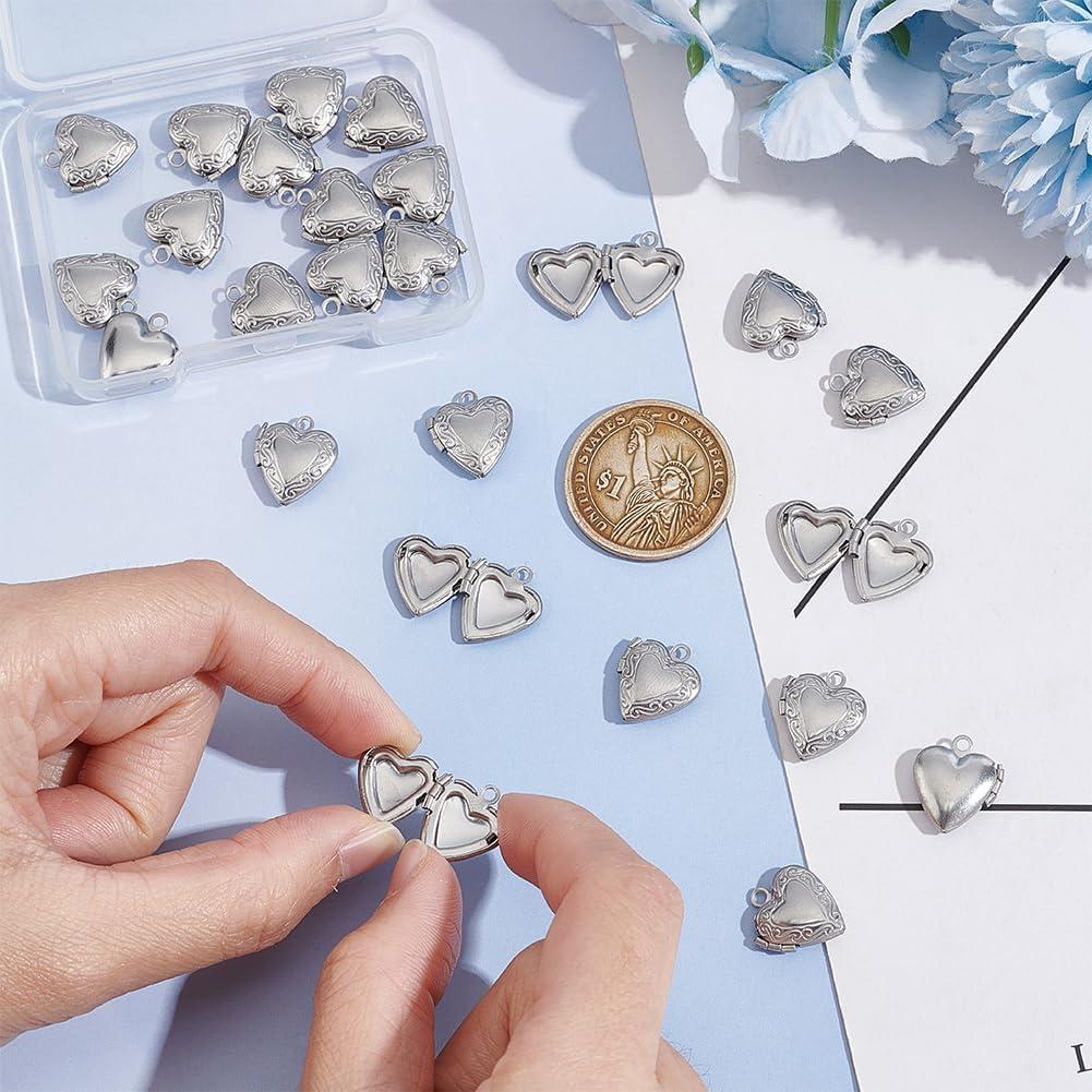 Colgantes de Acero Inoxidable UNICRAFTALE en Forma de Corazón 24pcs