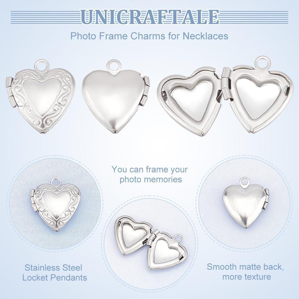 Colgantes de Acero Inoxidable UNICRAFTALE en Forma de Corazón 24pcs