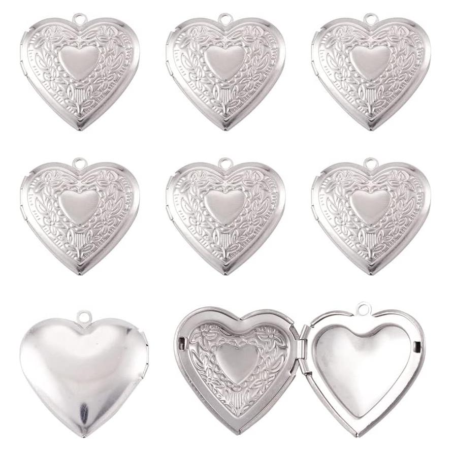 Colgantes de Locket de Foto Beadthoven 10pcs DIY Acero Inoxidable