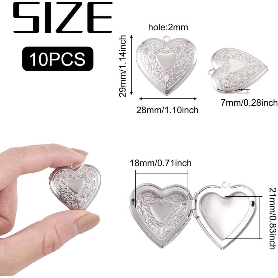 Colgantes de Locket de Foto Beadthoven 10pcs DIY Acero Inoxidable