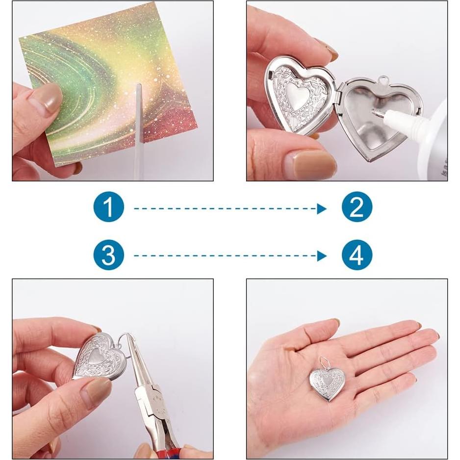 Colgantes de Locket de Foto Beadthoven 10pcs DIY Acero Inoxidable