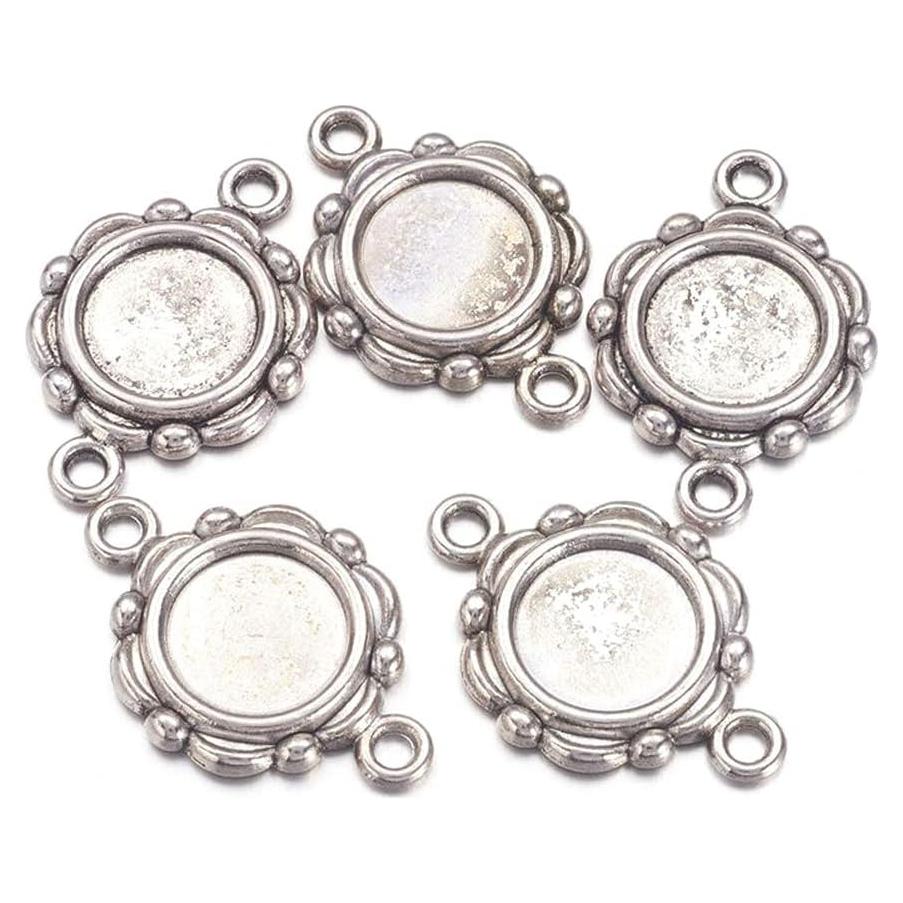 Kissitty 20 Piezas Conectores Cabochón Antiguo Plata 10mm