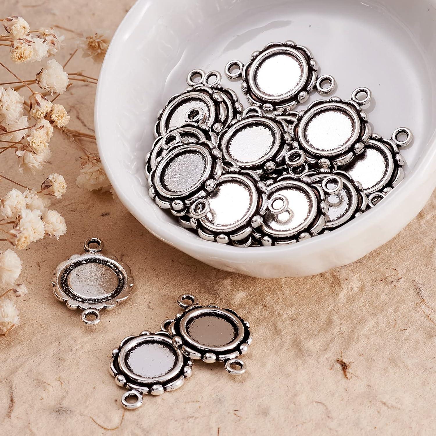 Kissitty 20 Piezas Conectores Cabochón Antiguo Plata 10mm