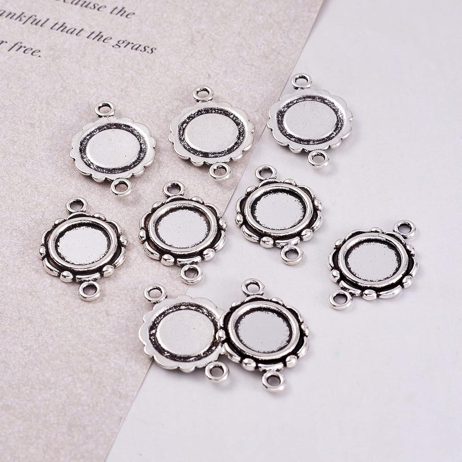 Kissitty 20 Piezas Conectores Cabochón Antiguo Plata 10mm