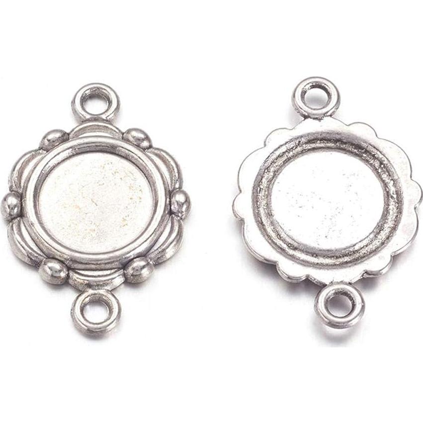 Kissitty 20 Piezas Conectores Cabochón Antiguo Plata 10mm