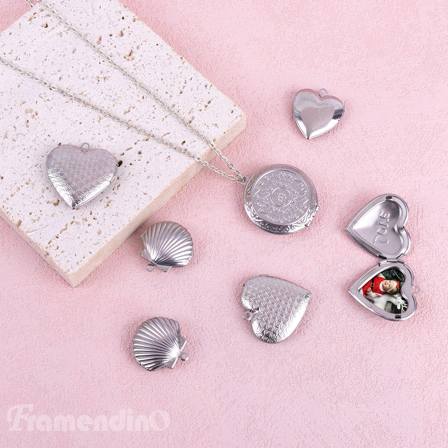 Paquete de 10 Encantos de Locket Framendino Acero Inoxidable