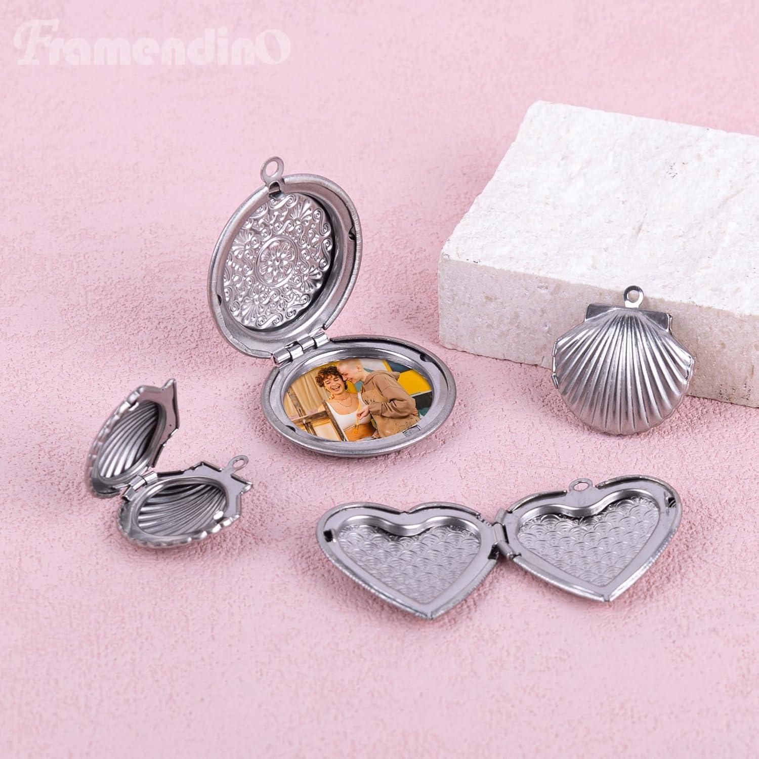 Paquete de 10 Encantos de Locket Framendino Acero Inoxidable