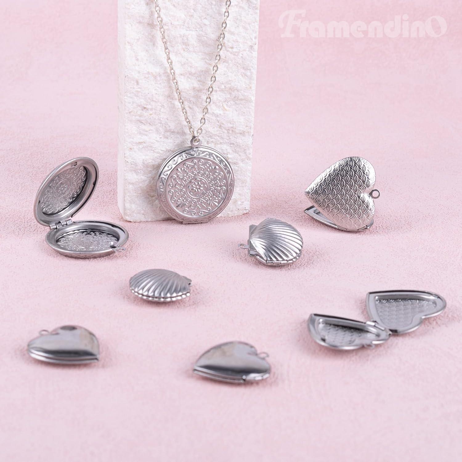 Paquete de 10 Encantos de Locket Framendino Acero Inoxidable