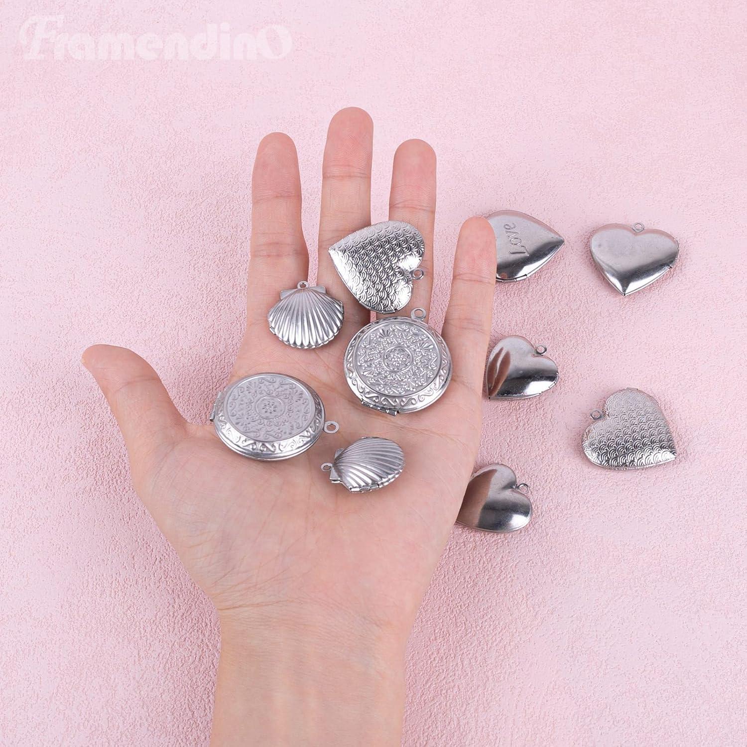 Paquete de 10 Encantos de Locket Framendino Acero Inoxidable