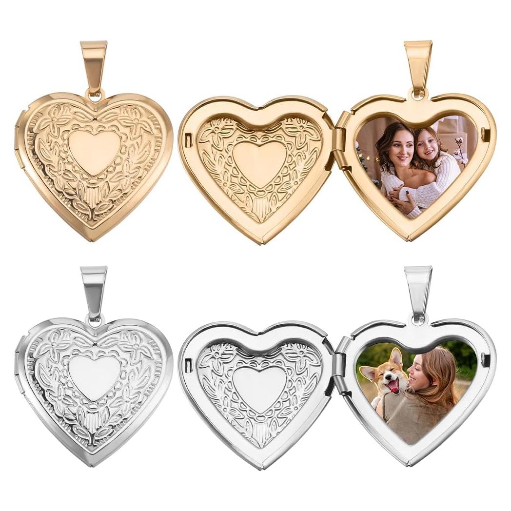 Beebeecraft Encantos Corazón Locket 18K Oro 4Pcs DIY Joyería