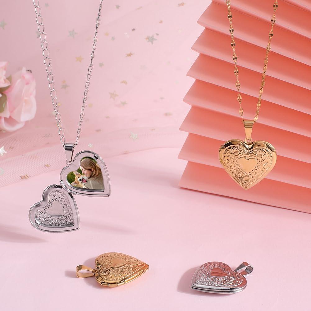 Beebeecraft Encantos Corazón Locket 18K Oro 4Pcs DIY Joyería