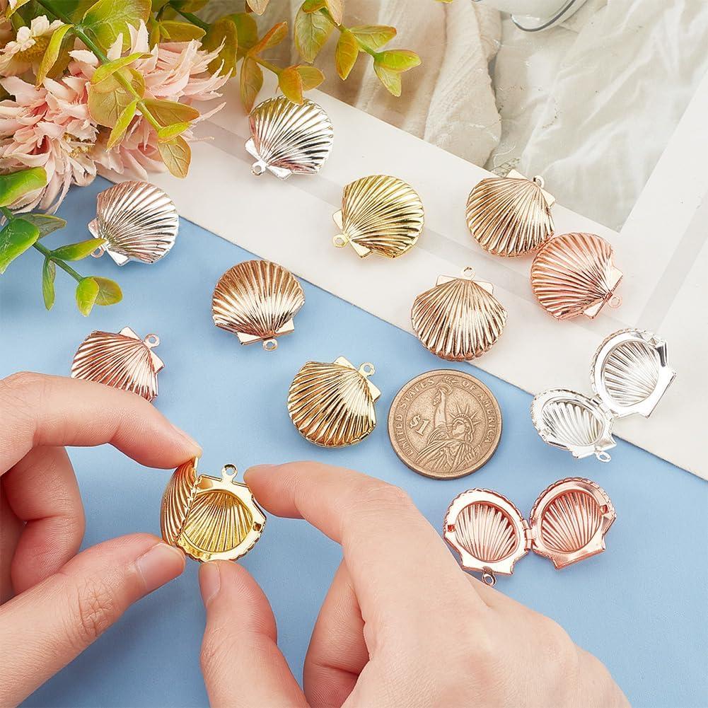 12 Encantos de Locket de Concha PH PandaHall - 3 Colores