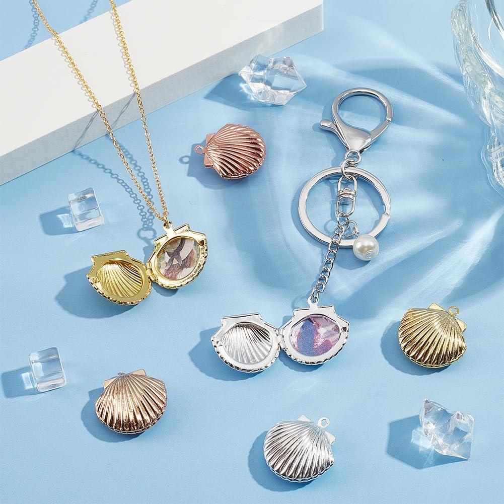 12 Encantos de Locket de Concha PH PandaHall - 3 Colores