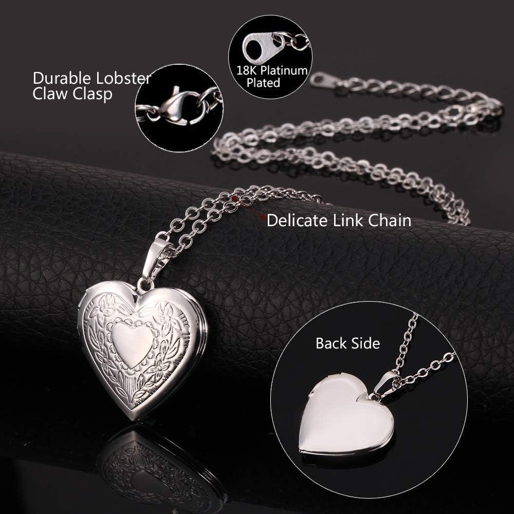 Collar Locket Corazón Platino 14K U7 55.88 cm Personalizado