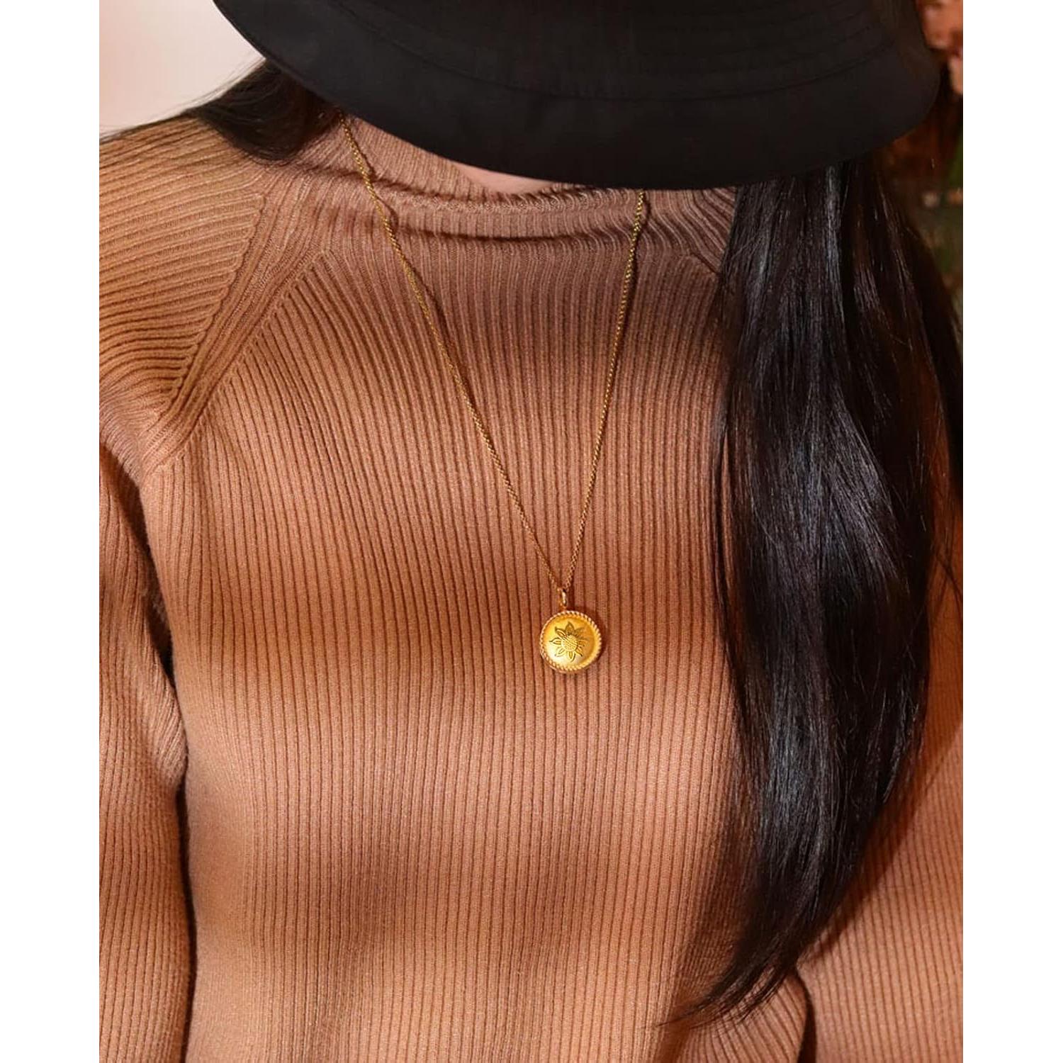 Collar Medalla Foto Expandible YOUFENG 14K Oro 45cm