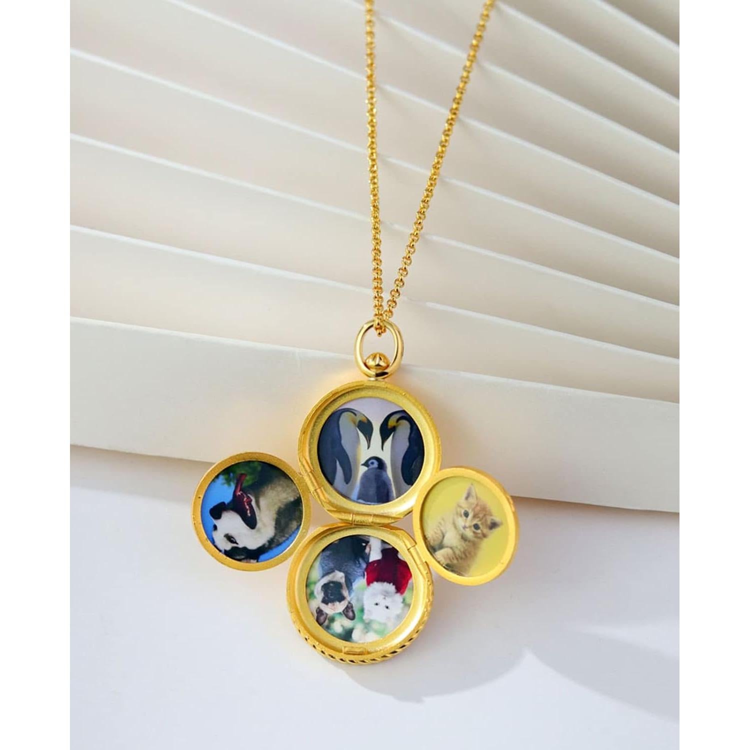 Collar Medalla Foto Expandible YOUFENG 14K Oro 45cm