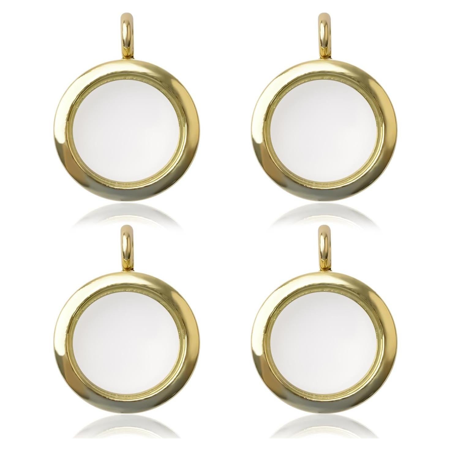 WANDIC Charms de Foto Dorados 4 Pcs 25mm para Collares