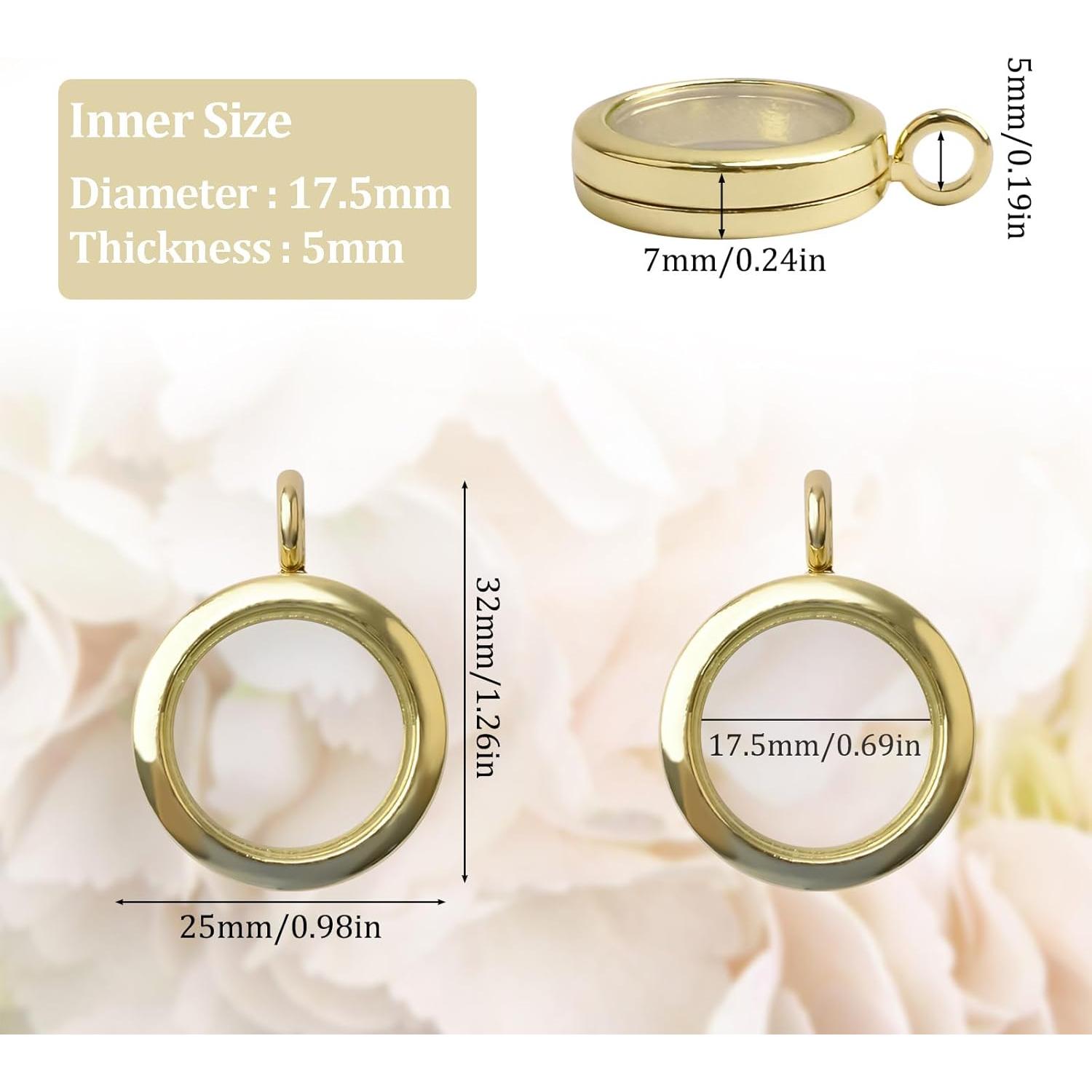 WANDIC Charms de Foto Dorados 4 Pcs 25mm para Collares