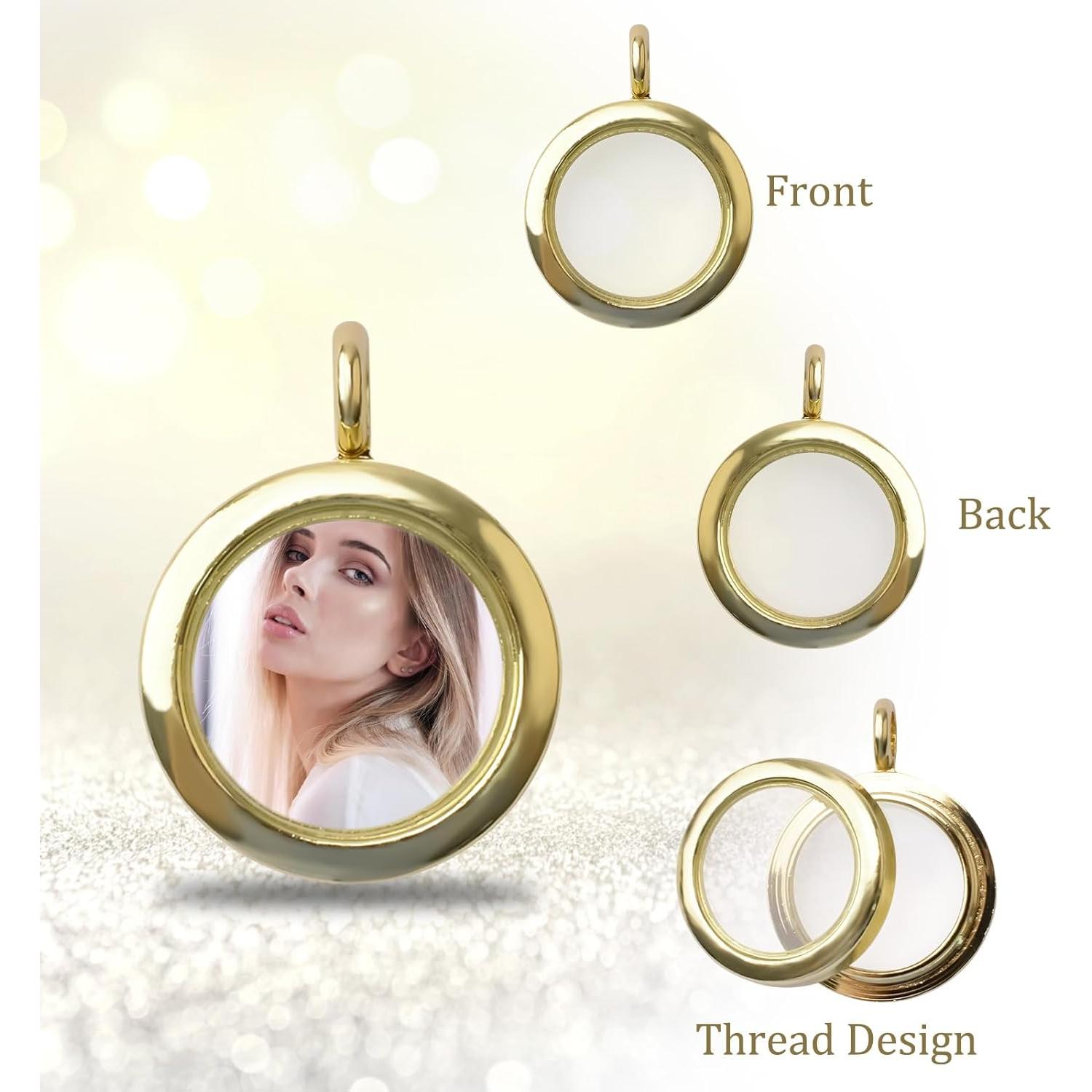 WANDIC Charms de Foto Dorados 4 Pcs 25mm para Collares