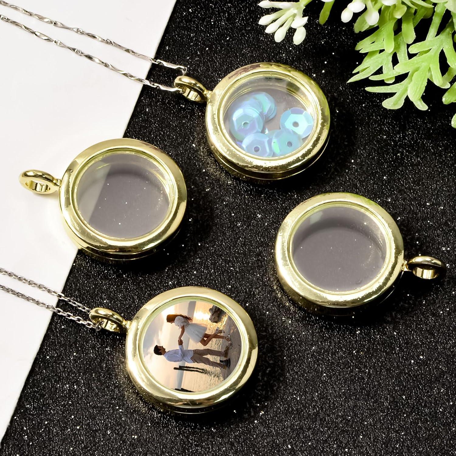 WANDIC Charms de Foto Dorados 4 Pcs 25mm para Collares