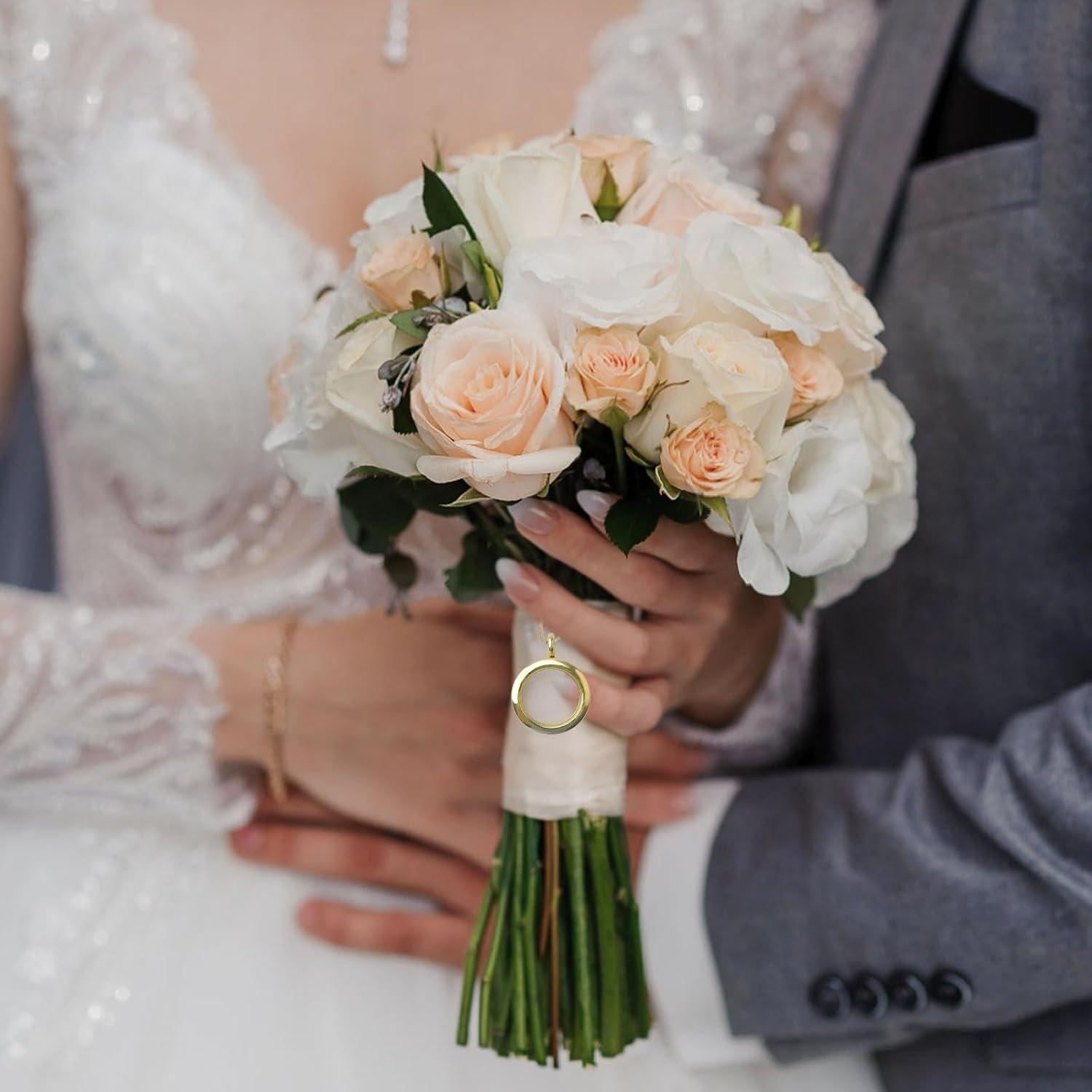 WANDIC Charms de Foto Dorados 4 Pcs 25mm para Collares