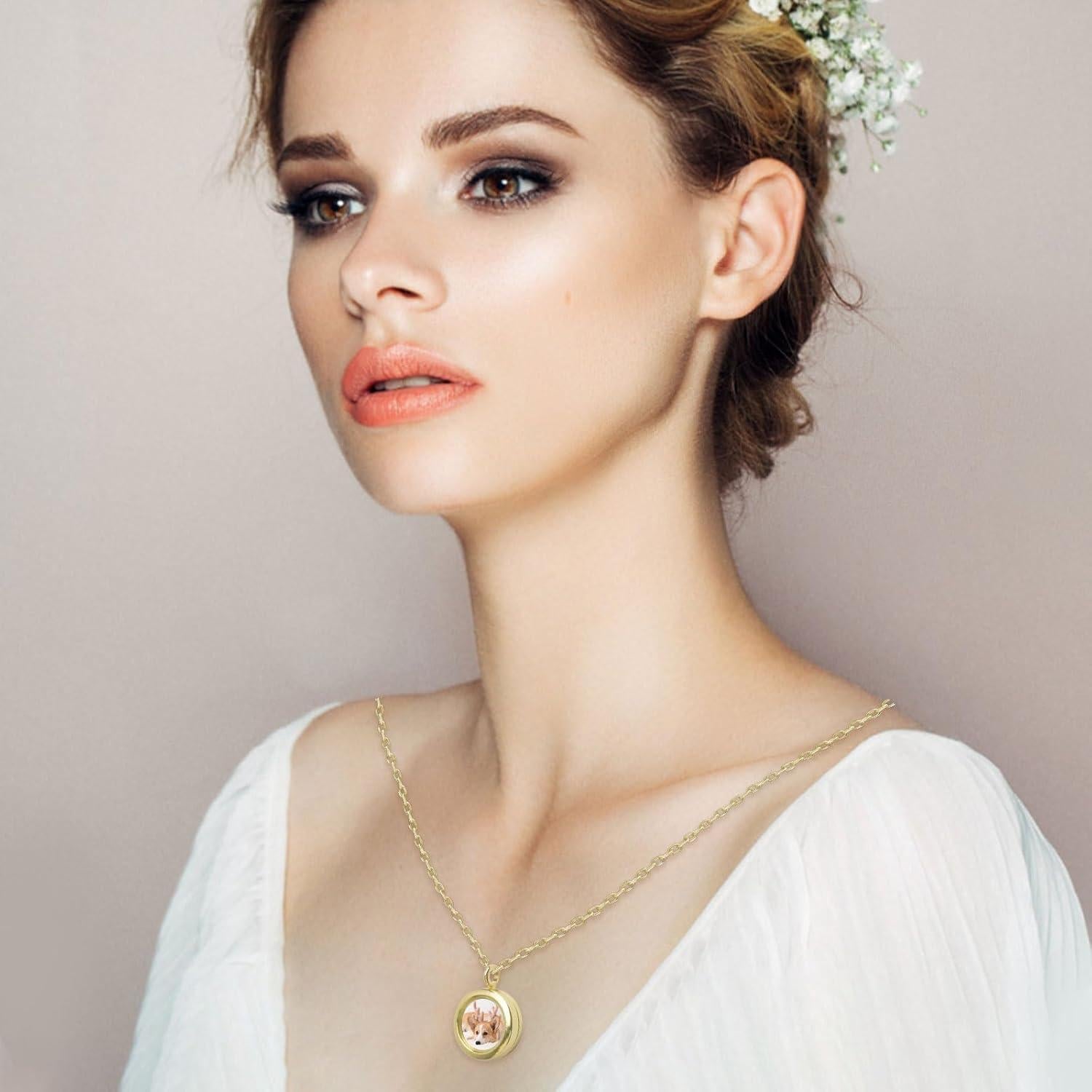 WANDIC Charms de Foto Dorados 4 Pcs 25mm para Collares