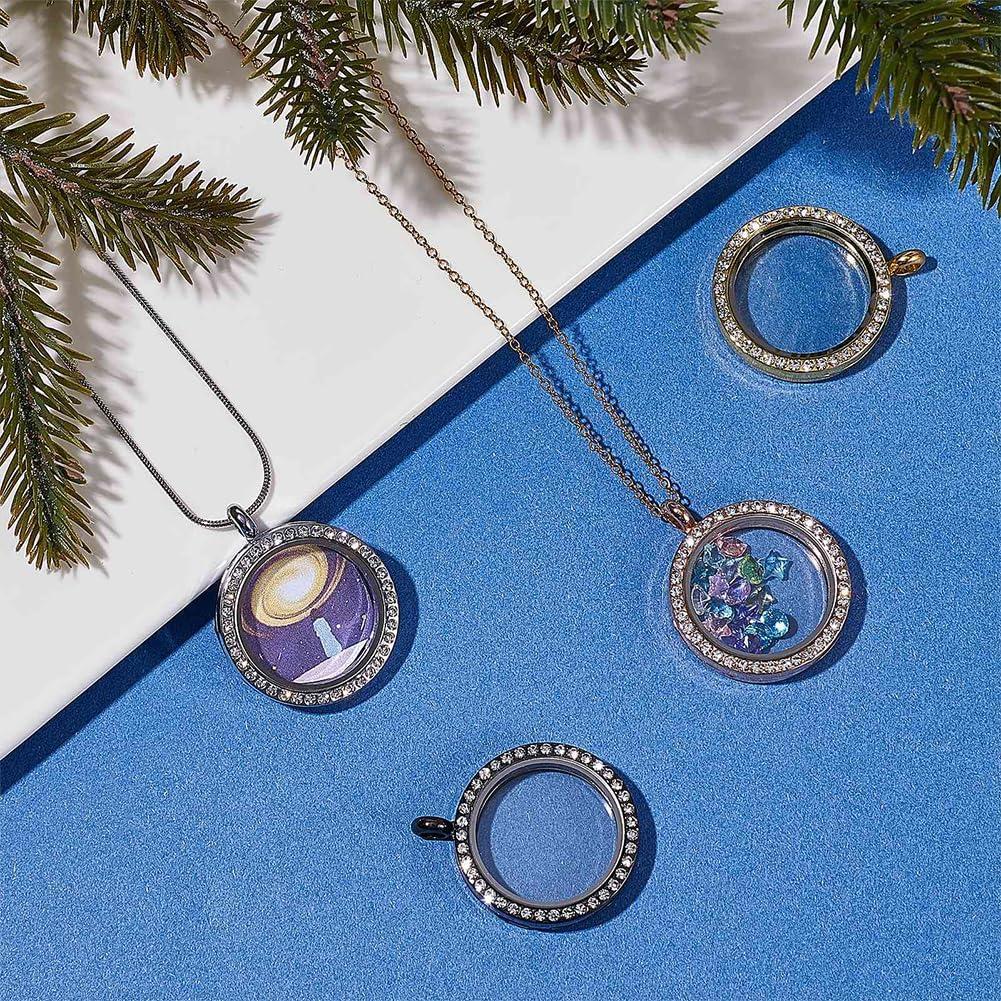 4pcs Colgantes de Locket PH PandaHall con Rhinestone 2.79cm