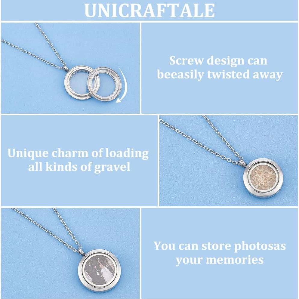 Colgantes de Locket Flotante UNICRAFTALE 3pcs Acero Inoxidable