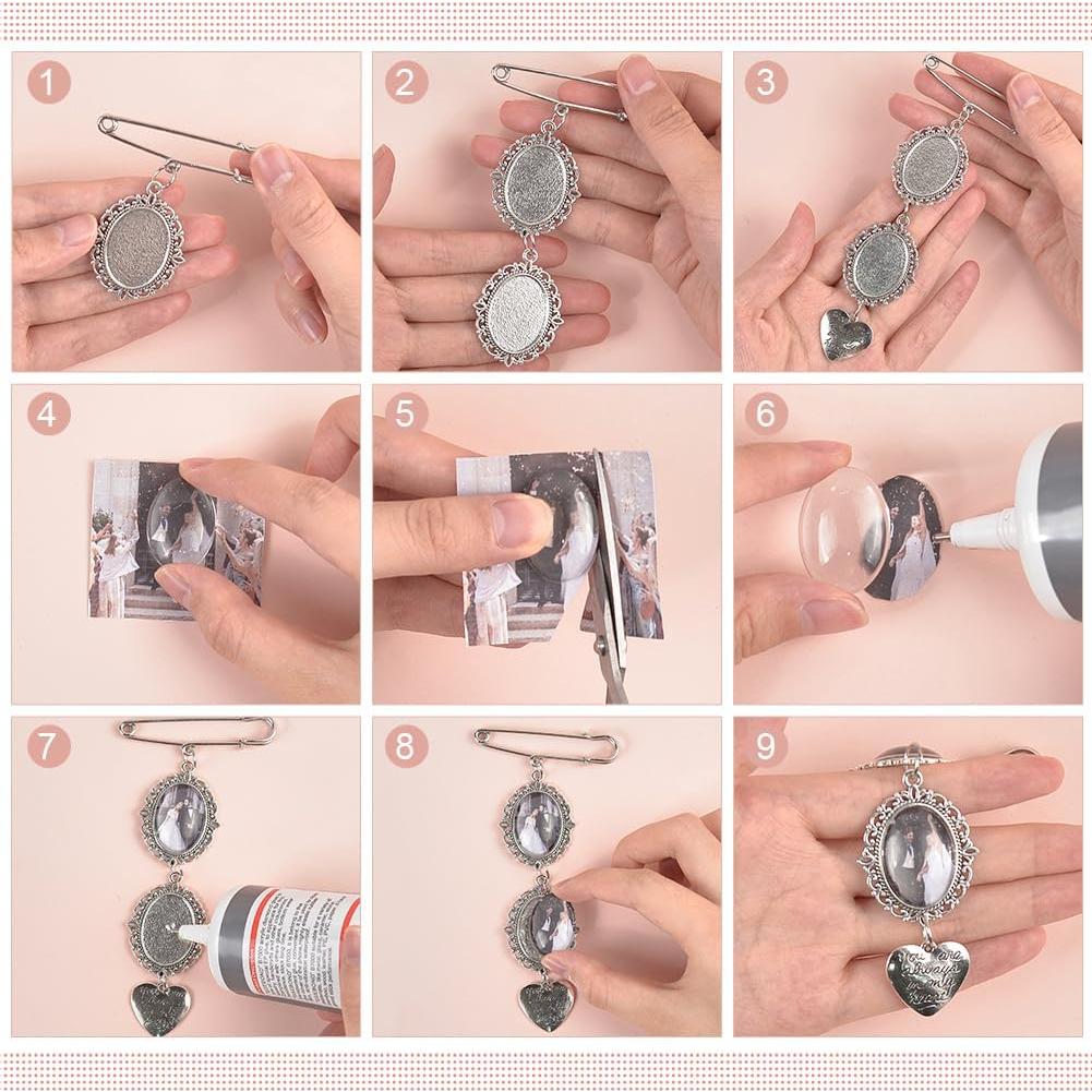 Kit de Charm de Foto para Ramo de Boda UNICRAFTALE DIY 6 Piezas