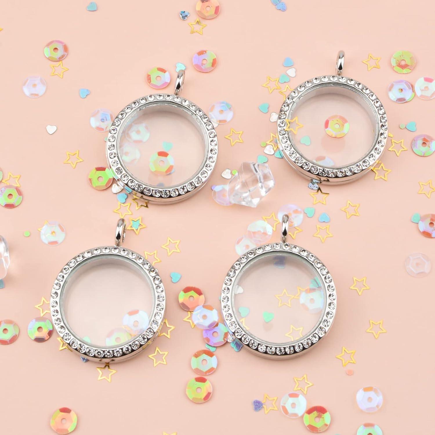 Encantos de Foto WANDIC 4 Piezas Plateados 30mm para Ramo de Boda