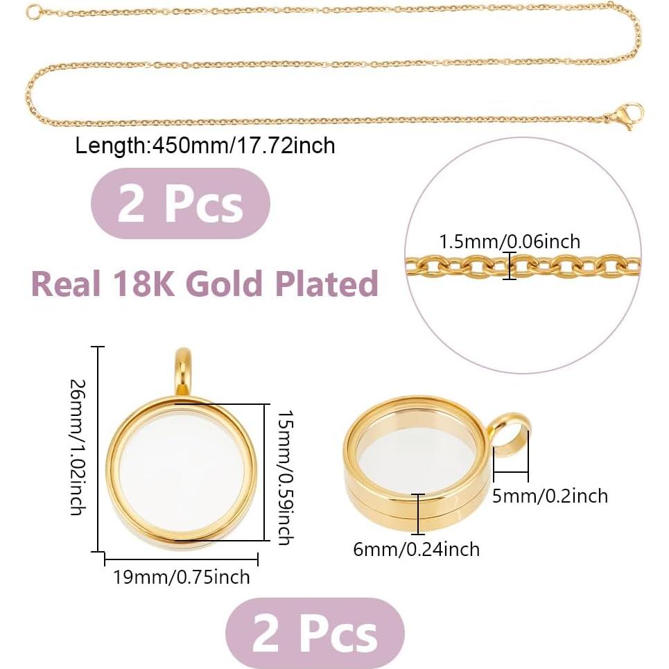 Colgante Flotante de Recuerdo UNICRAFTALE con Collar de Acero Inoxidable