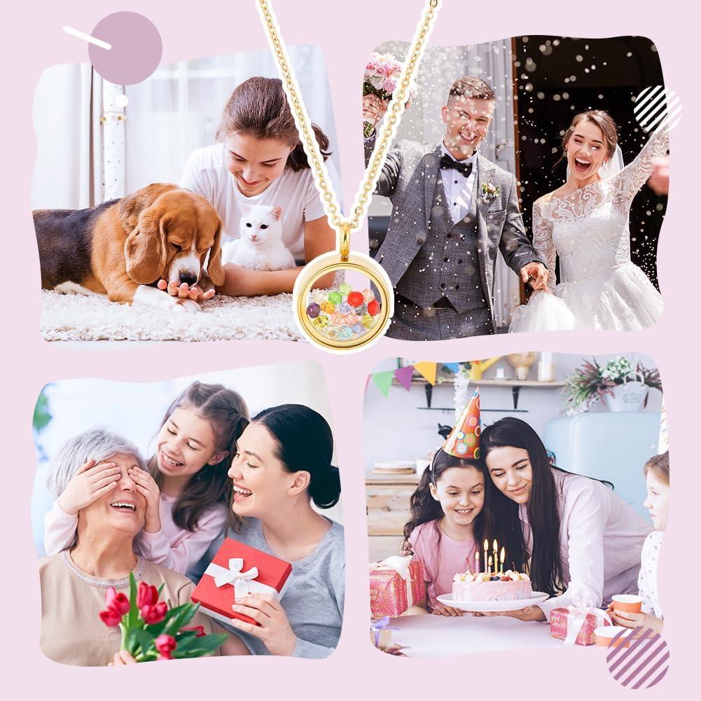 Colgante Flotante de Recuerdo UNICRAFTALE con Collar de Acero Inoxidable