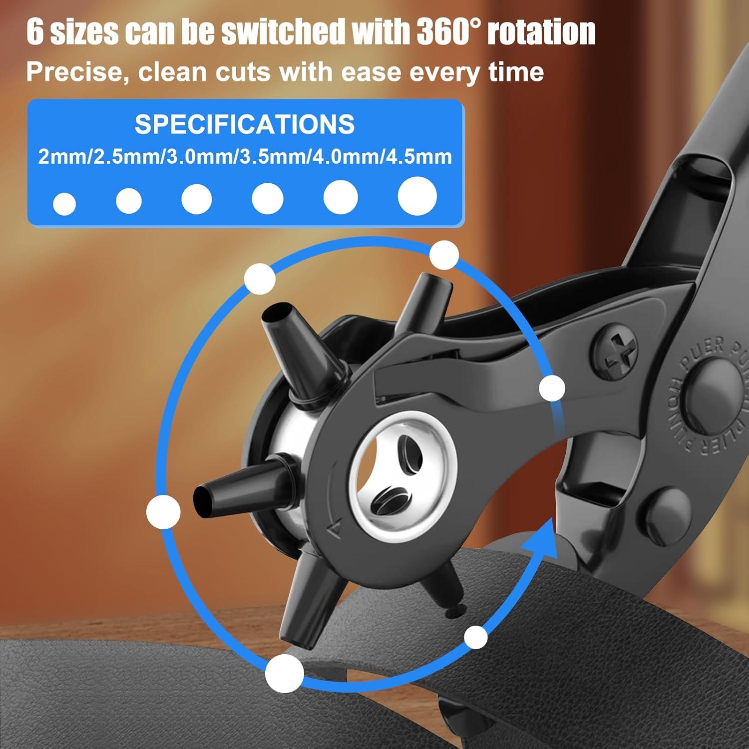 Perforador de Agujeros de Cuero Diyife - 6 Tamaños, Azul