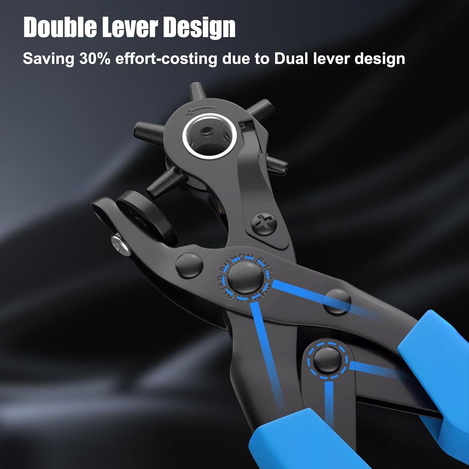 Perforador de Agujeros de Cuero Diyife - 6 Tamaños, Azul