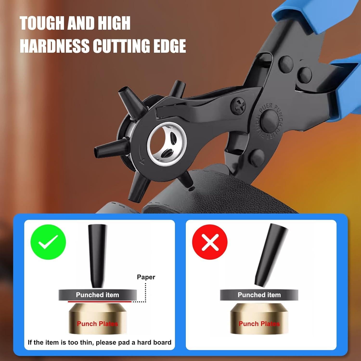 Perforador de Agujeros de Cuero Diyife - 6 Tamaños, Azul