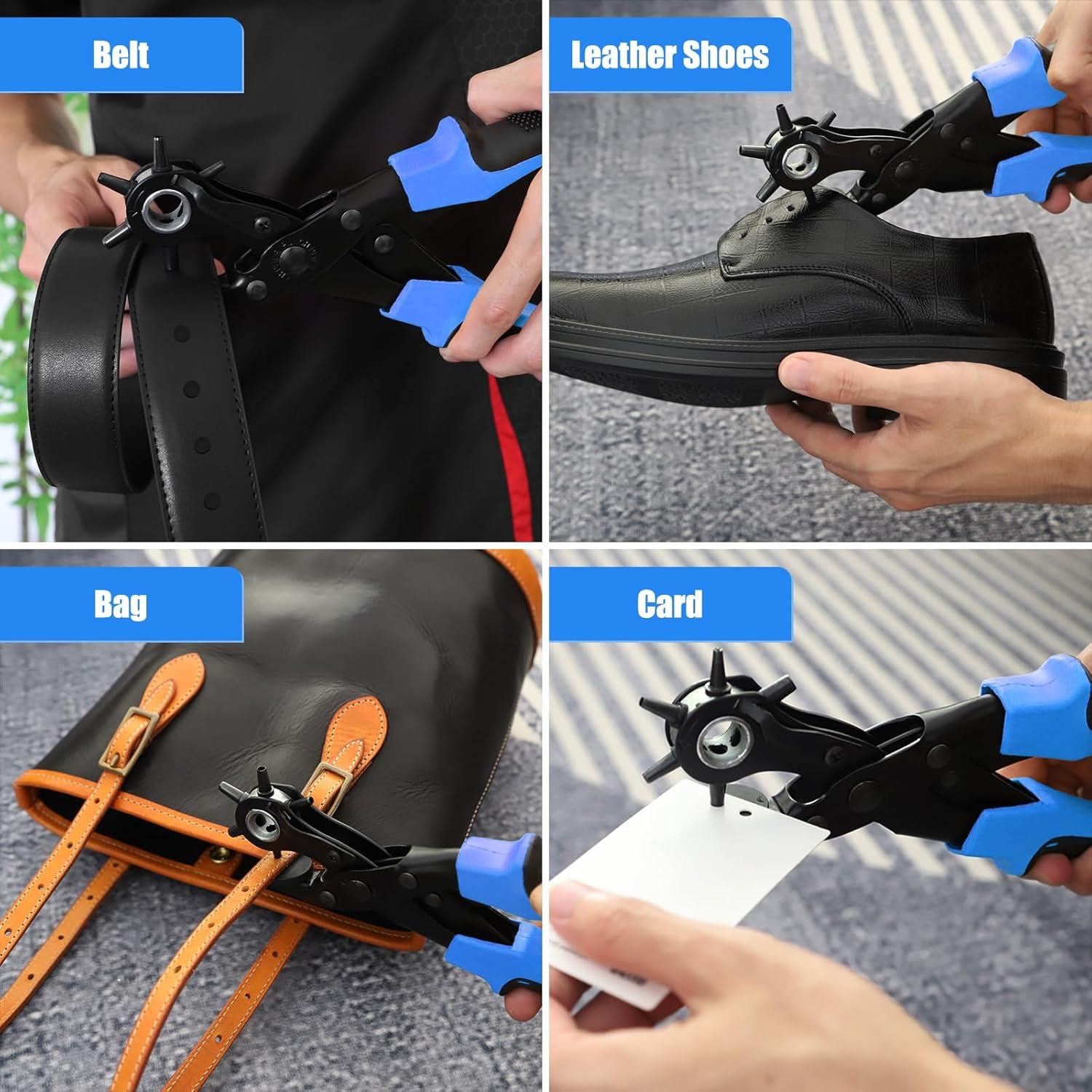 Perforador de Agujeros de Cuero Diyife - 6 Tamaños, Azul