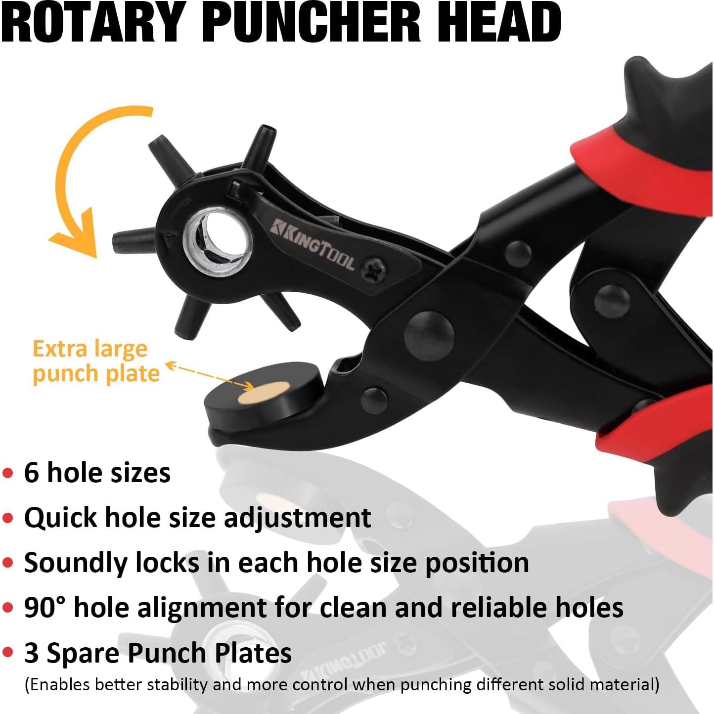 Juego de Perforadoras de Cuero KingTool, 6 Tamaños, Manual