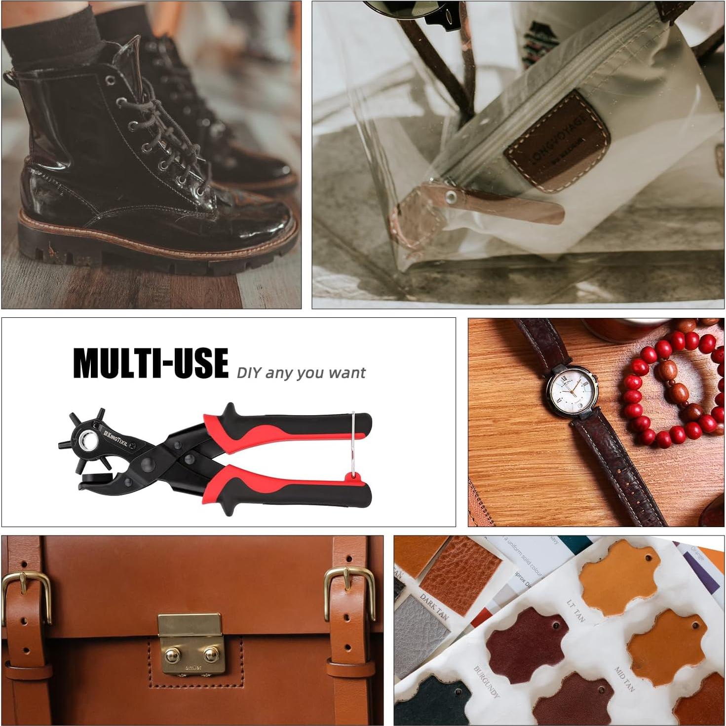 Juego de Perforadoras de Cuero KingTool, 6 Tamaños, Manual