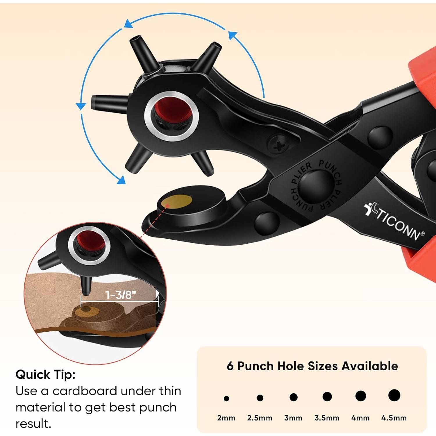 Juego de Perforación de Agujeros de Cuero TICONN - 6 Tamaños