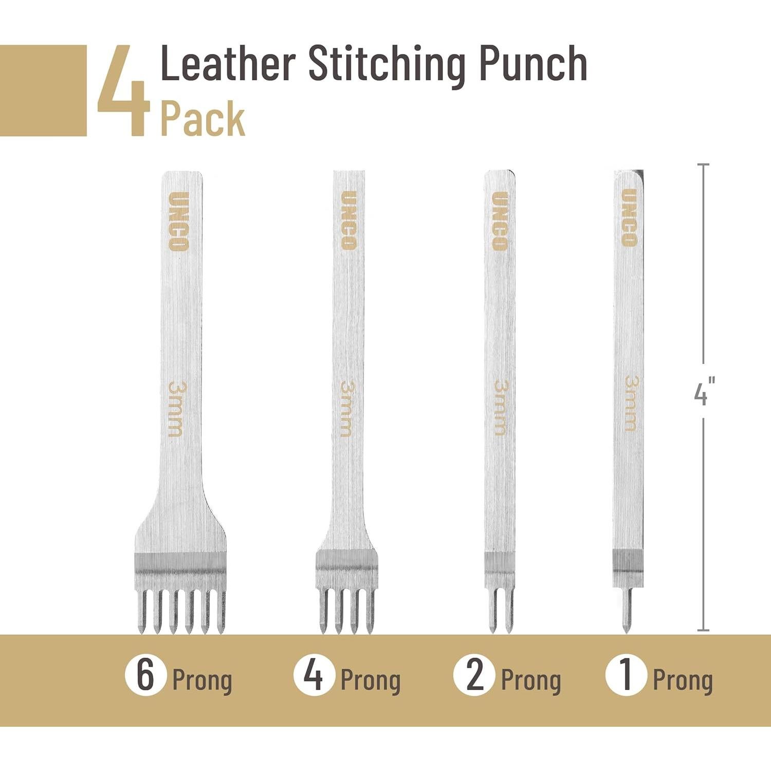 Kit de Herramientas de Costura de Cuero UNCO - 4 Piezas 3 mm