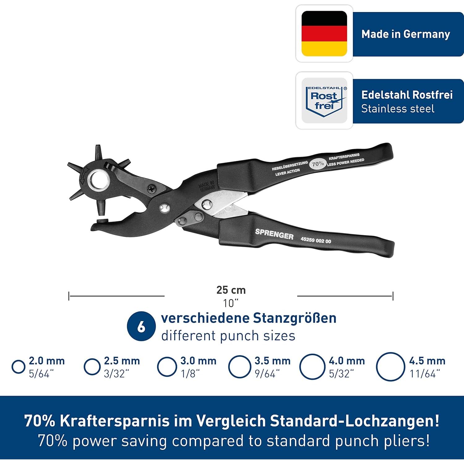 Perforadora de Cuero Herm Sprenger - 6 Tamaños - Hecho en Alemania