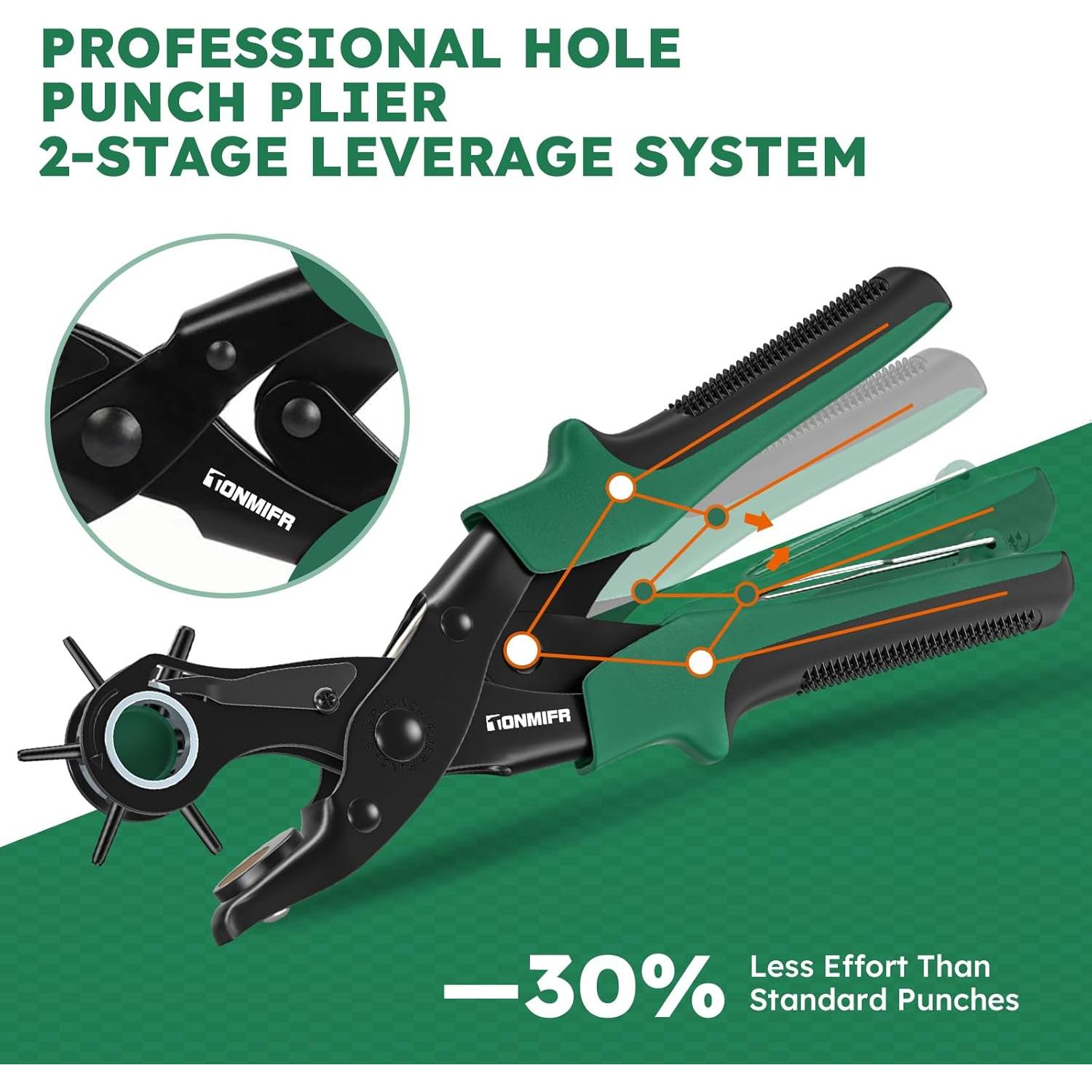 Agujereador de Cuero Tonmifr Profesional 6 Tamaños 2-4.5mm