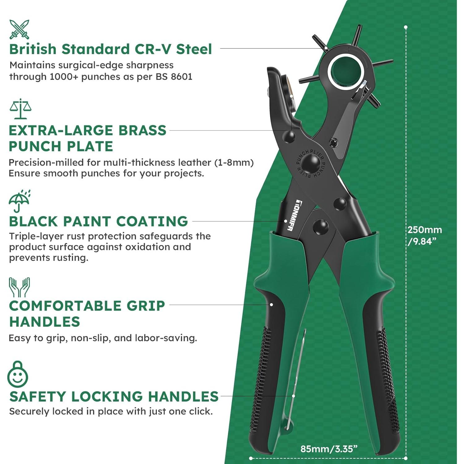 Agujereador de Cuero Tonmifr Profesional 6 Tamaños 2-4.5mm