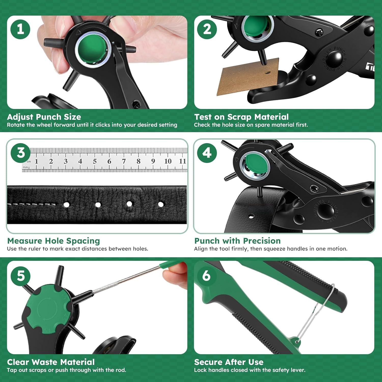 Agujereador de Cuero Tonmifr Profesional 6 Tamaños 2-4.5mm