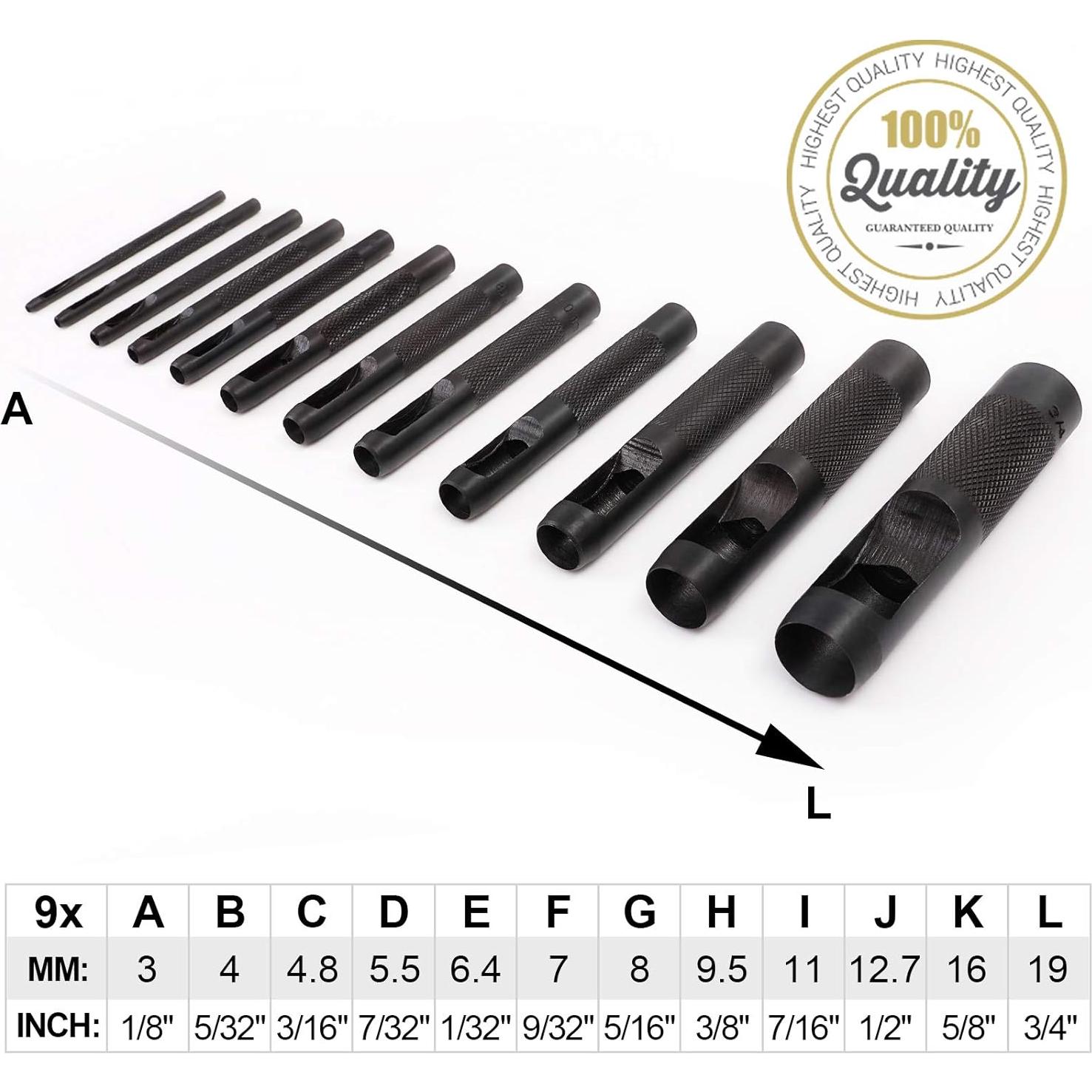 Juego de Punches Huecos Spurtar 12 Piezas Acero Carbono